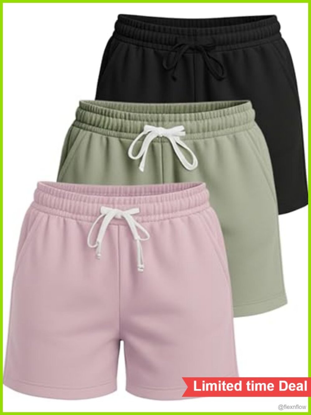 3 Pack Fleece Shorts Lounge Sweat Athletic Casual Pockets Gym